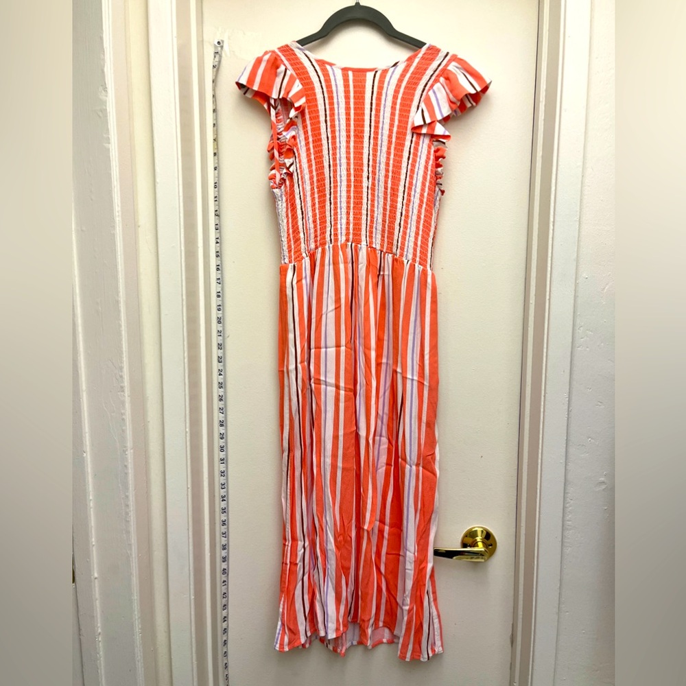 Long XS white striped dress